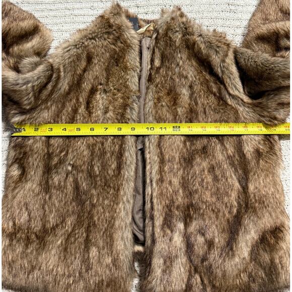 NWT Hollister Y2K Faux Fur Jacket Open Front Crop Womens M Brown Bomber Mob Wife - Picture 4 of 10